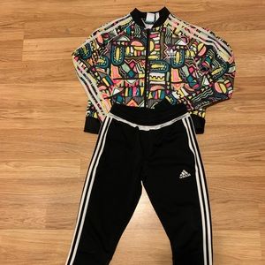 Kids size Large Adidas sweatsuit.  Very unique print